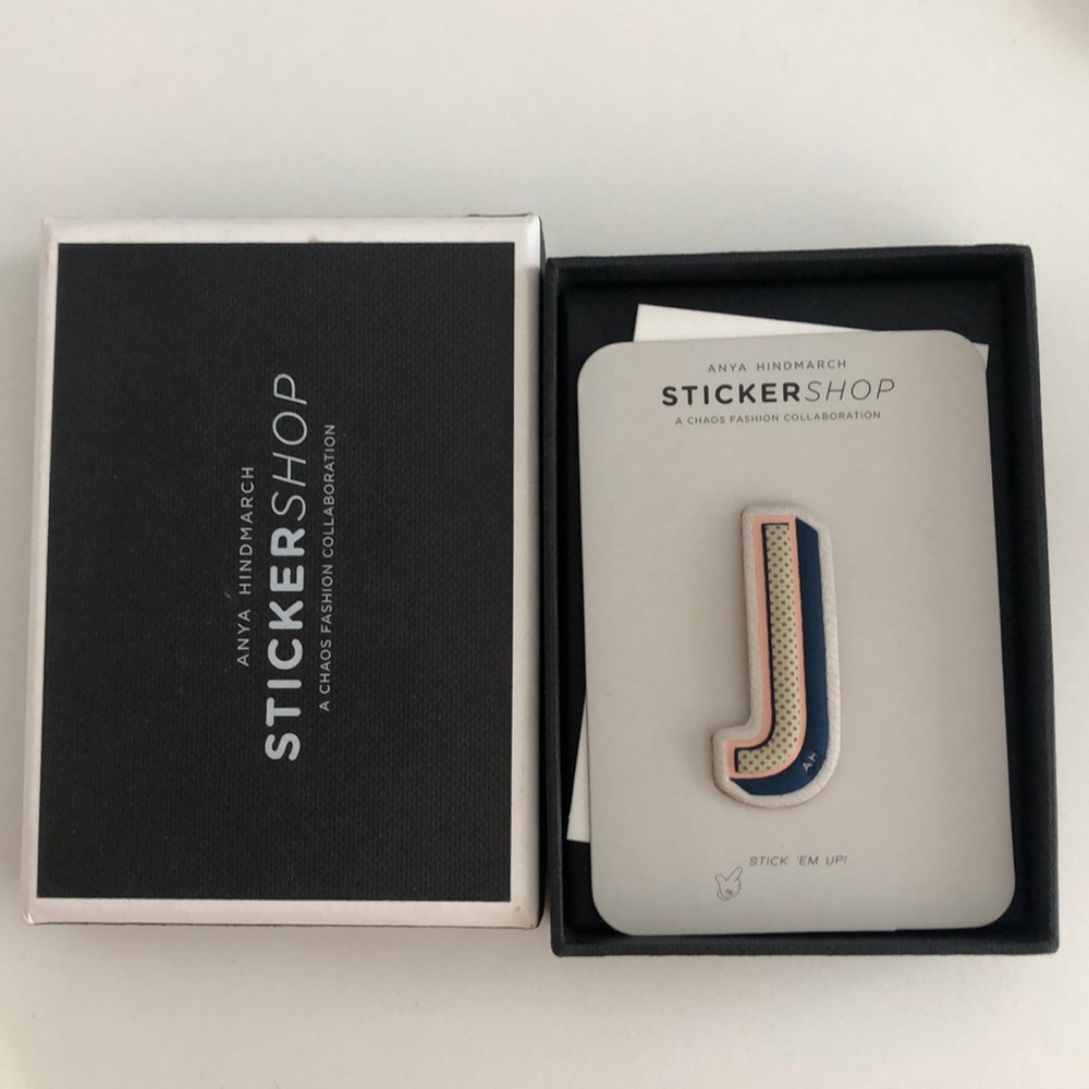 Anya Hindmarch leather sticker ‘J’